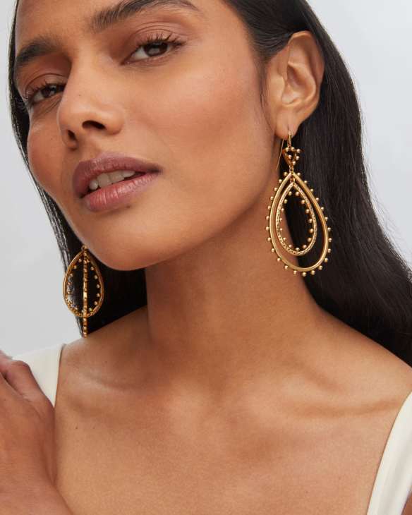 Rumer Open Frame Earrings in Vintage Gold